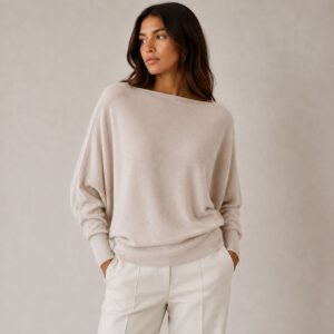 Vleermuismouw Trui Dewi Beige