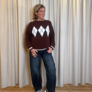 Trui Ruit Bordeauxrood