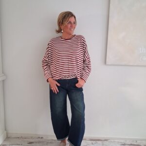 Shirt Evi Wit/bordeauxrood